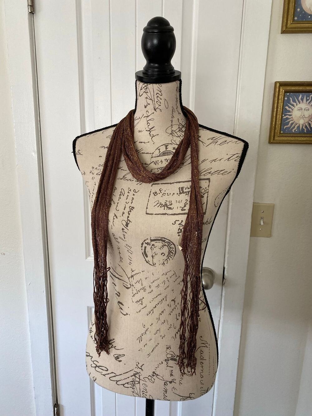 Vintage Y2K Abercrombie & Fitch Brown Crochet Fishnet Scarf